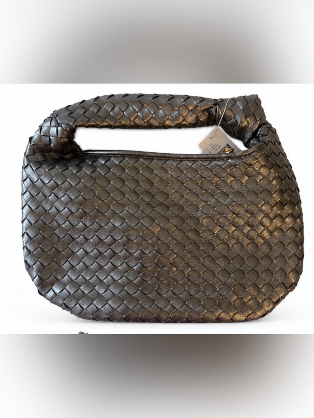 Anthropologie Melie Bianco Mini Brigitte Satchel metallic Gray-NWT - Picture 3 of 11
